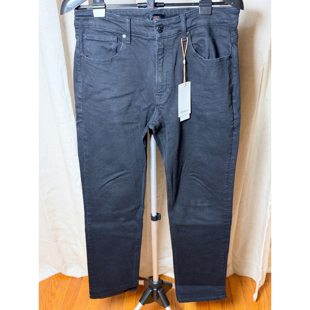 Quince Stretch Straight Leg Jeans Men's 33x32 Black Organic Cotton Minimalist NW